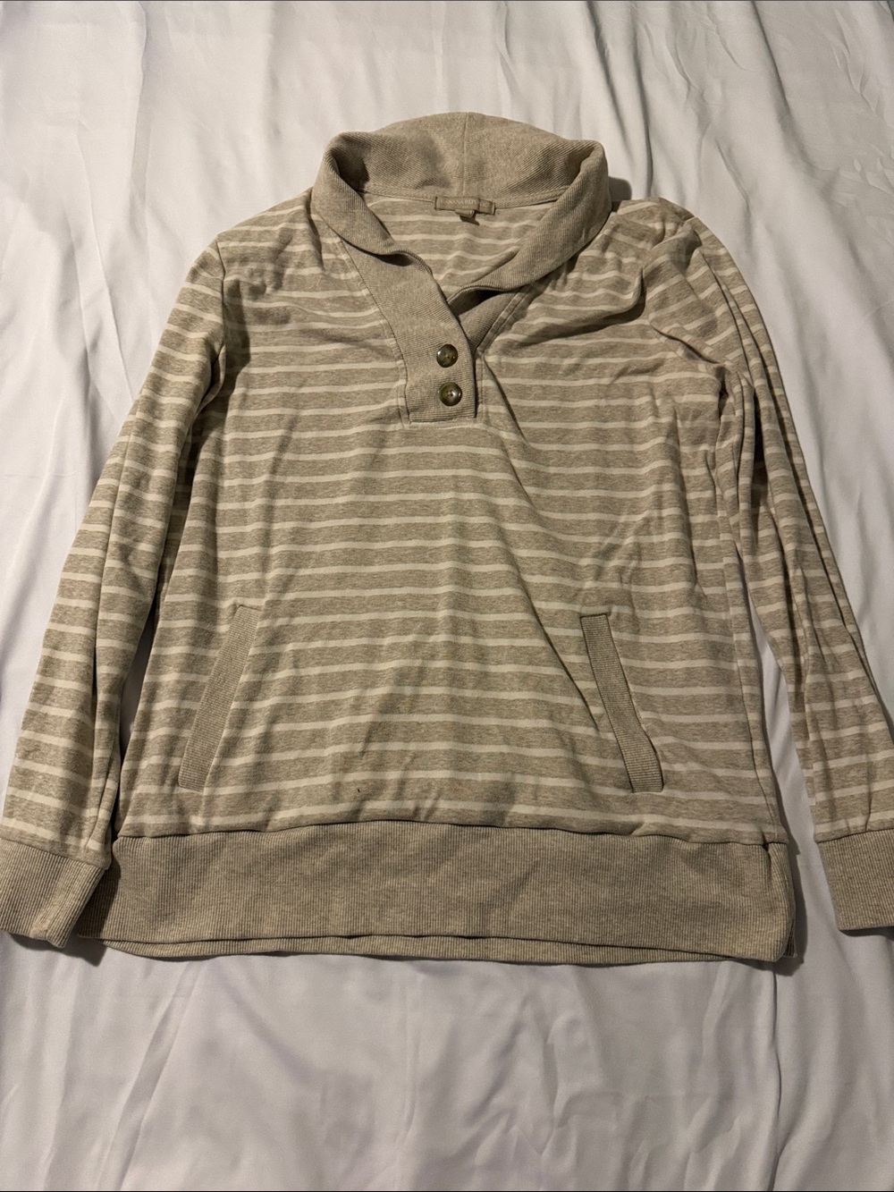 Banana Republic Cream and Tan Striped Cowl Neck Sweater